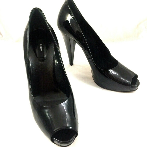 Bally Pump Patent Leather EDDI Black Classic Peep - Picture 2 of 8